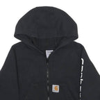 CARHARTT Boys Black Hoodie 4Y Zip Up Cotton Blend Logo Print