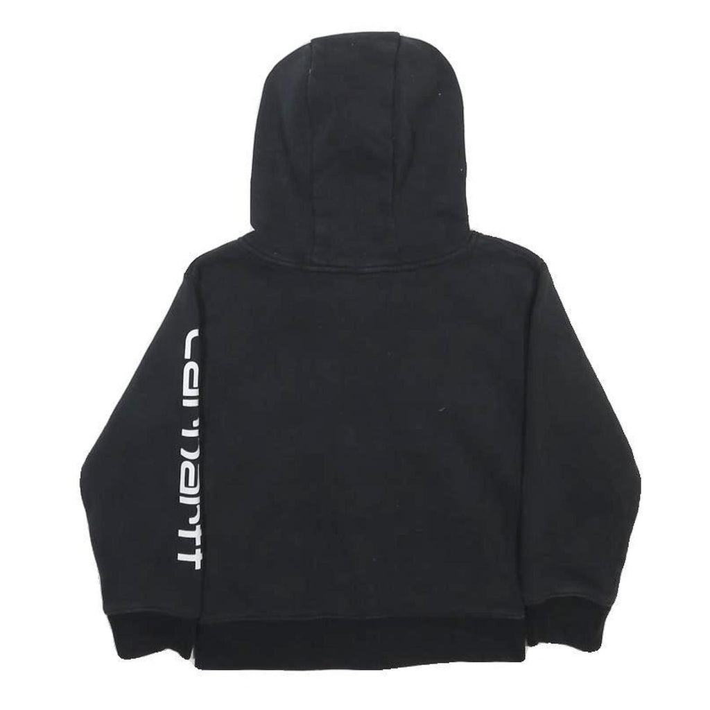 CARHARTT Boys Black Hoodie 4Y Zip Up Cotton Blend Logo Print