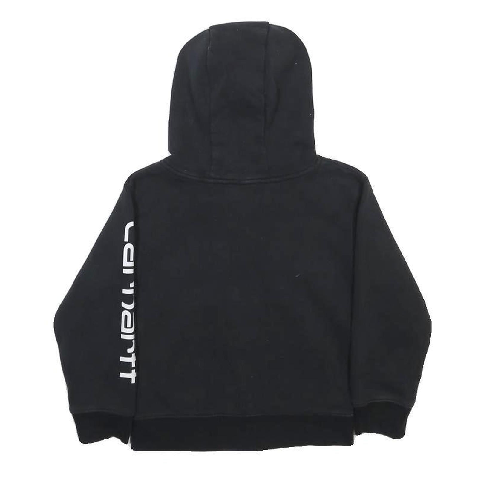CARHARTT Boys Black Hoodie 4Y Zip Up Cotton Blend Logo Print