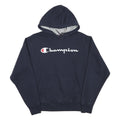 CHAMPION Mens Navy Blue Pullover Hoodie S Cotton Blend Classic Logo Sweatshirt