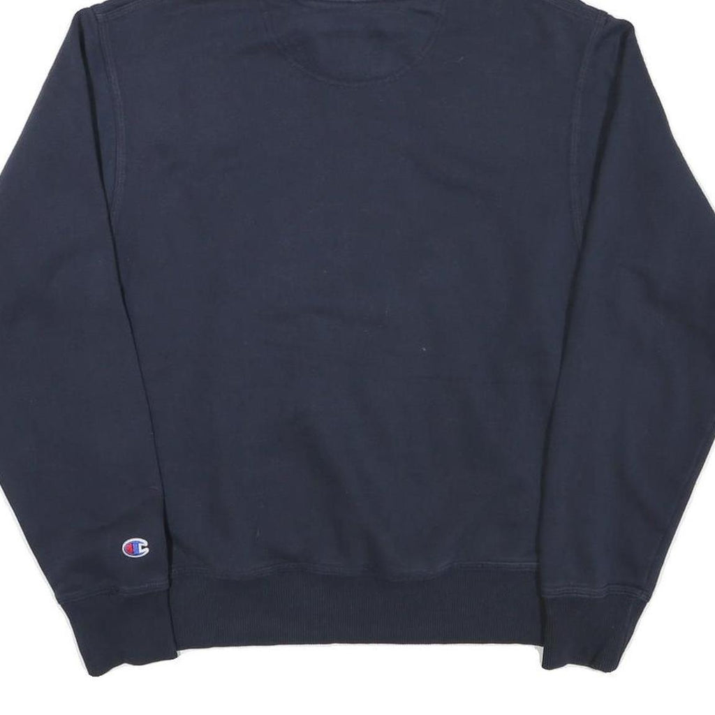 CHAMPION Mens Navy Blue Pullover Hoodie S Cotton Blend Classic Logo Sweatshirt