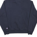 CHAMPION Mens Navy Blue Pullover Hoodie S Cotton Blend Classic Logo Sweatshirt