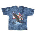 Mens Blue Tie Dye Eagle US Flag Graphic T-Shirt XL Short Sleeve Crew Neck