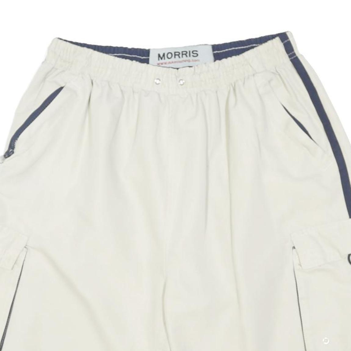 MORRIS Mens Shorts White & Navy Cargo L W28 Lightweight Polyester