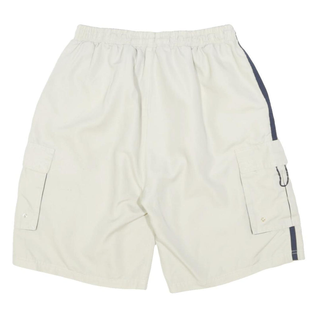 MORRIS Mens Shorts White & Navy Cargo L W28 Lightweight Polyester