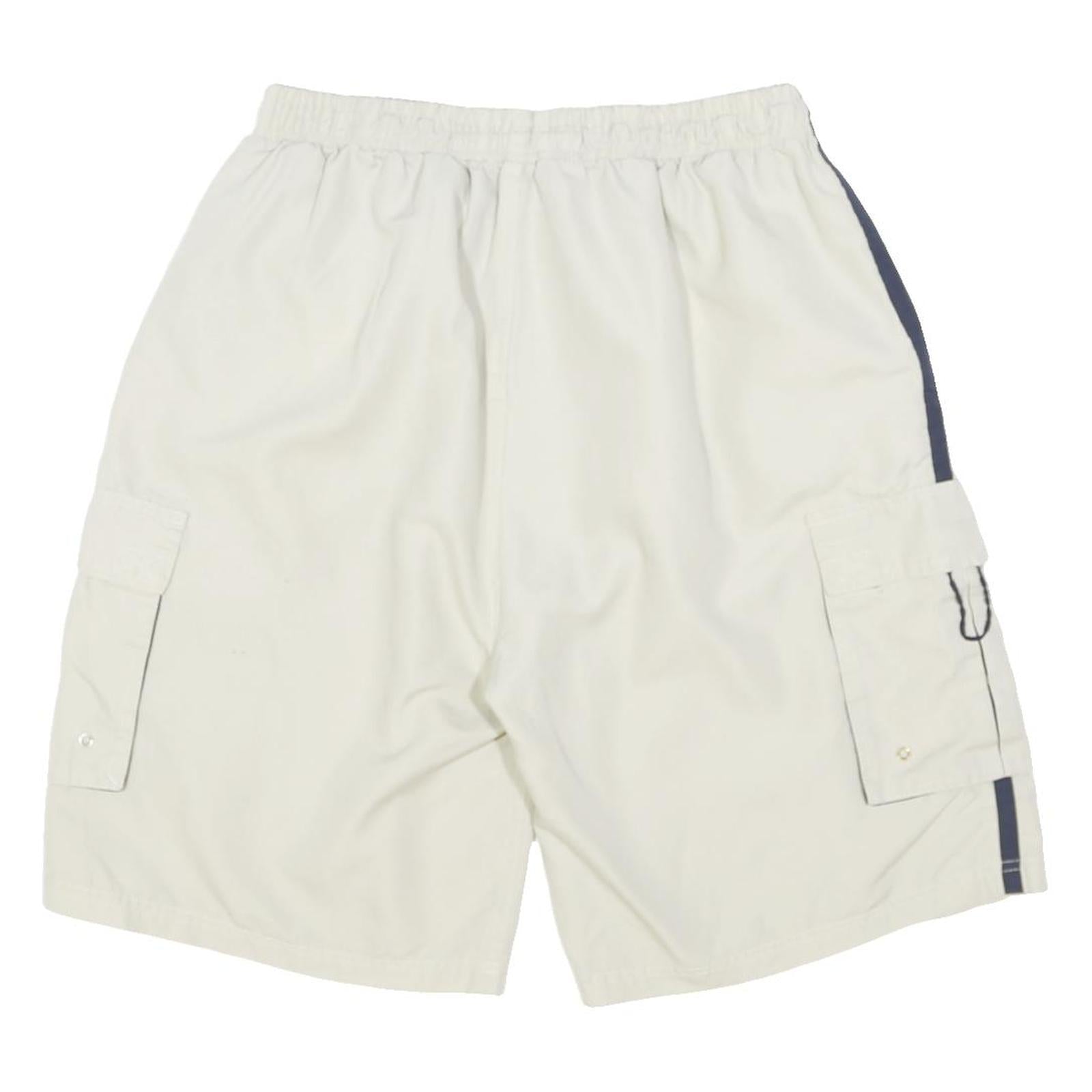 MORRIS Mens Shorts White & Navy Cargo L W28 Lightweight Polyester