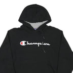 CHAMPION Mens Black Hoodie M Cotton Blend Pullover Logo Sweatshirt