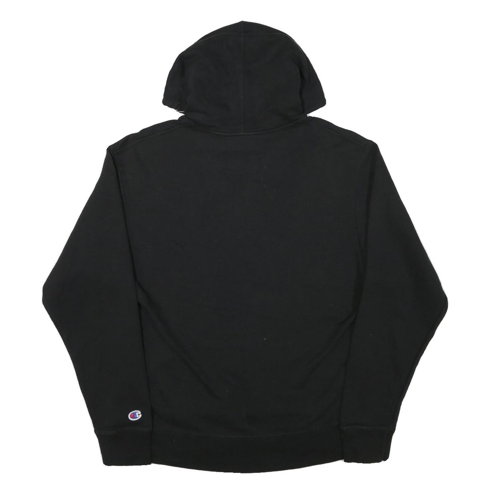 CHAMPION Mens Black Hoodie M Cotton Blend Pullover Logo Sweatshirt