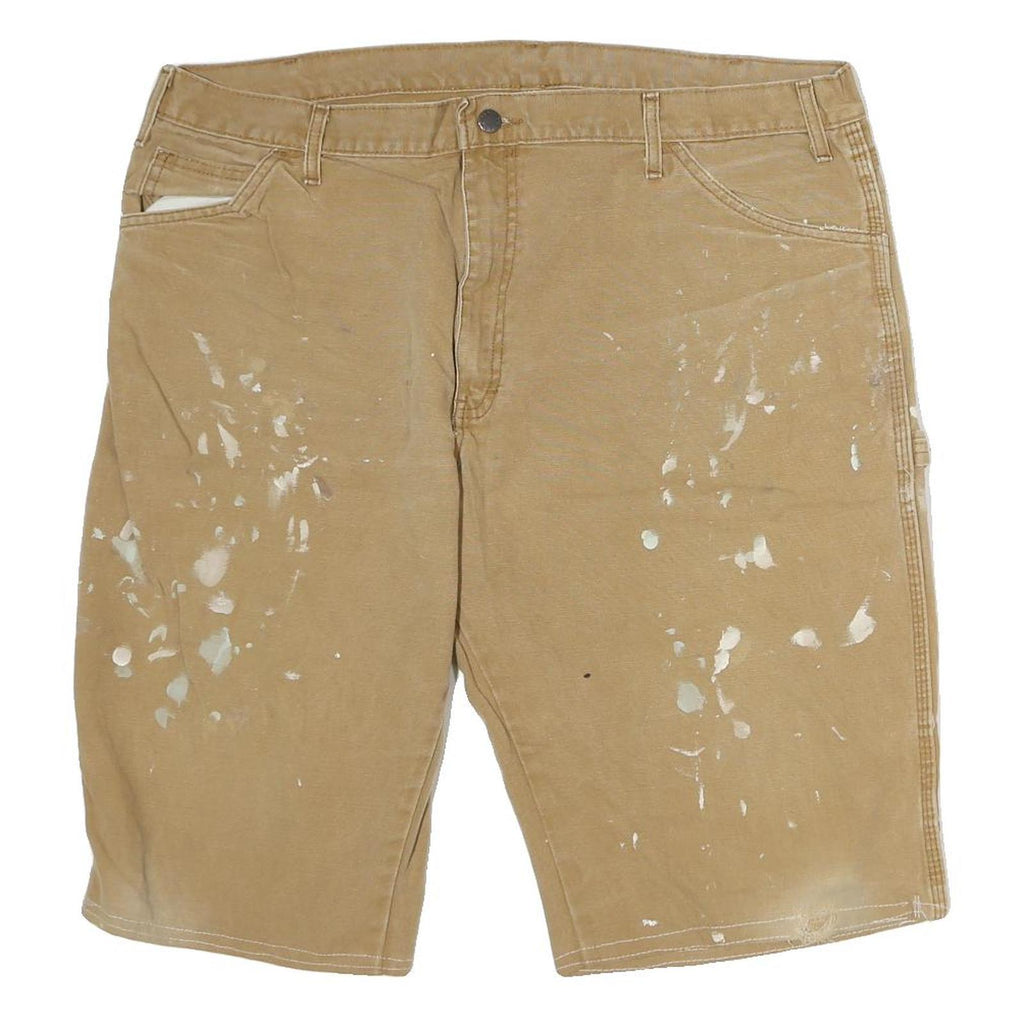 DICKIES Mens Shorts Beige Casual XL W40 Cotton Workwear Paint Splatter