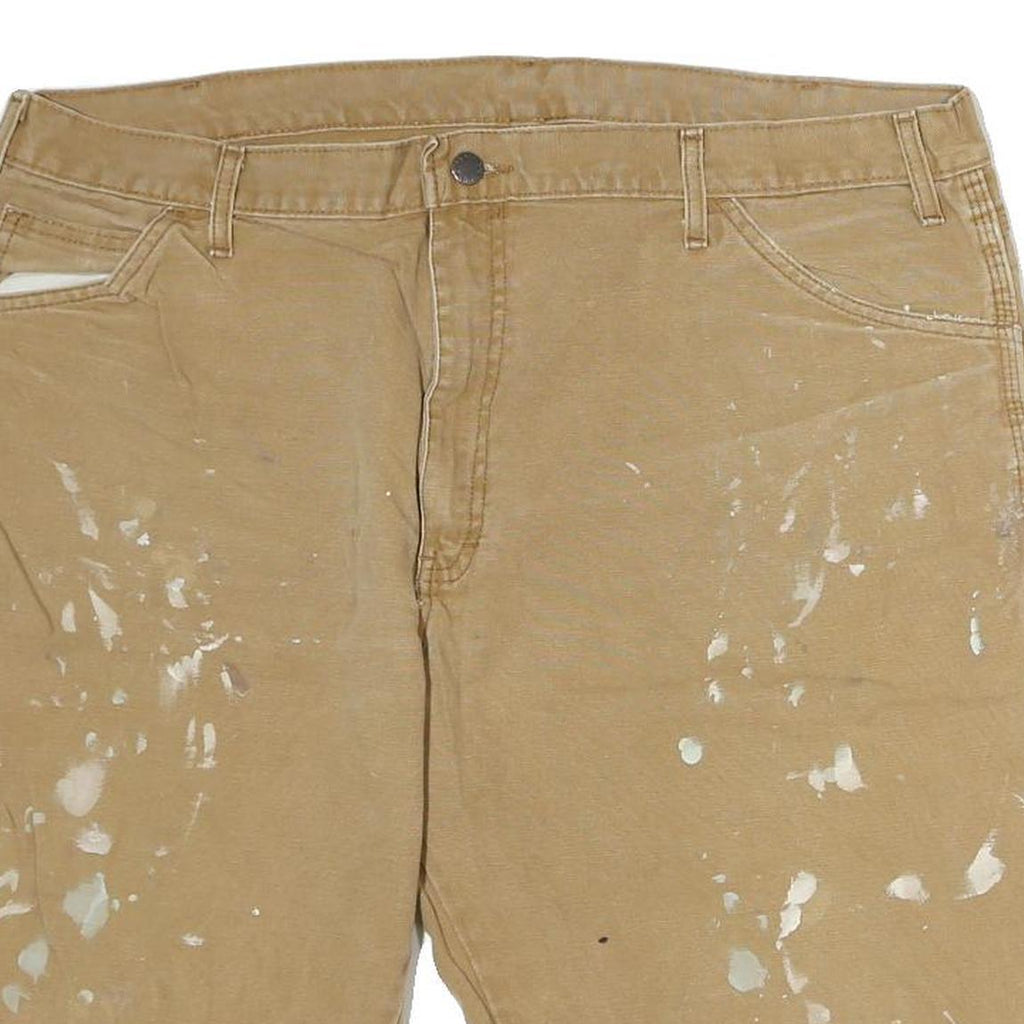 DICKIES Mens Shorts Beige Casual XL W40 Cotton Workwear Paint Splatter