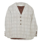 GEORGE REICH Womens Beige & Brown Wool Blend Blazer Jacket M Check Pattern