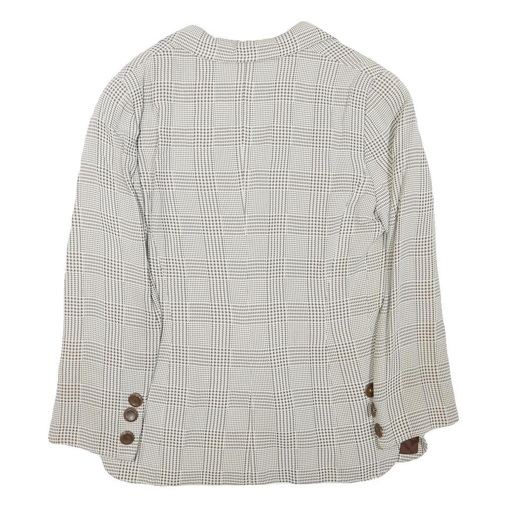 GEORGE REICH Womens Beige & Brown Wool Blend Blazer Jacket M Check Pattern