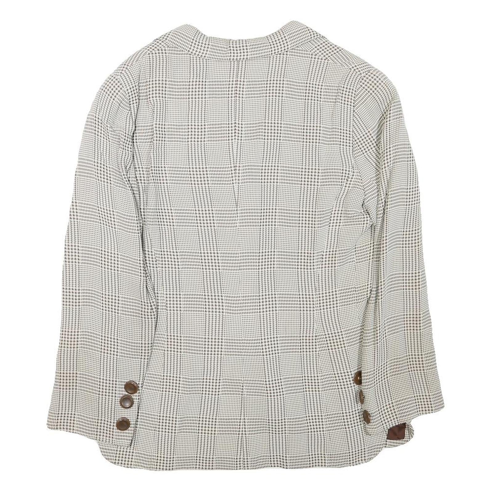 GEORGE REICH Womens Beige & Brown Wool Blend Blazer Jacket M Check Pattern