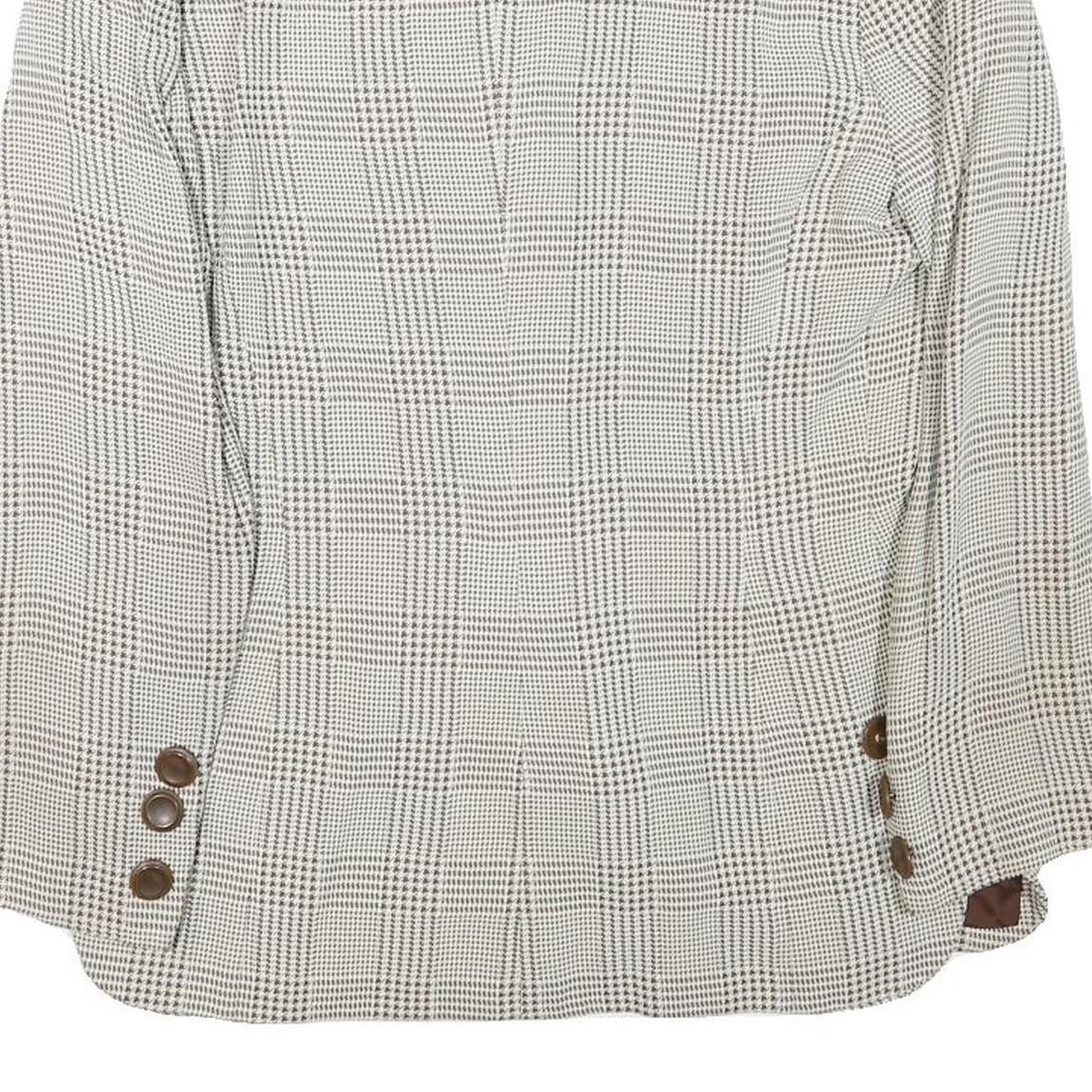 GEORGE REICH Womens Beige & Brown Wool Blend Blazer Jacket M Check Pattern