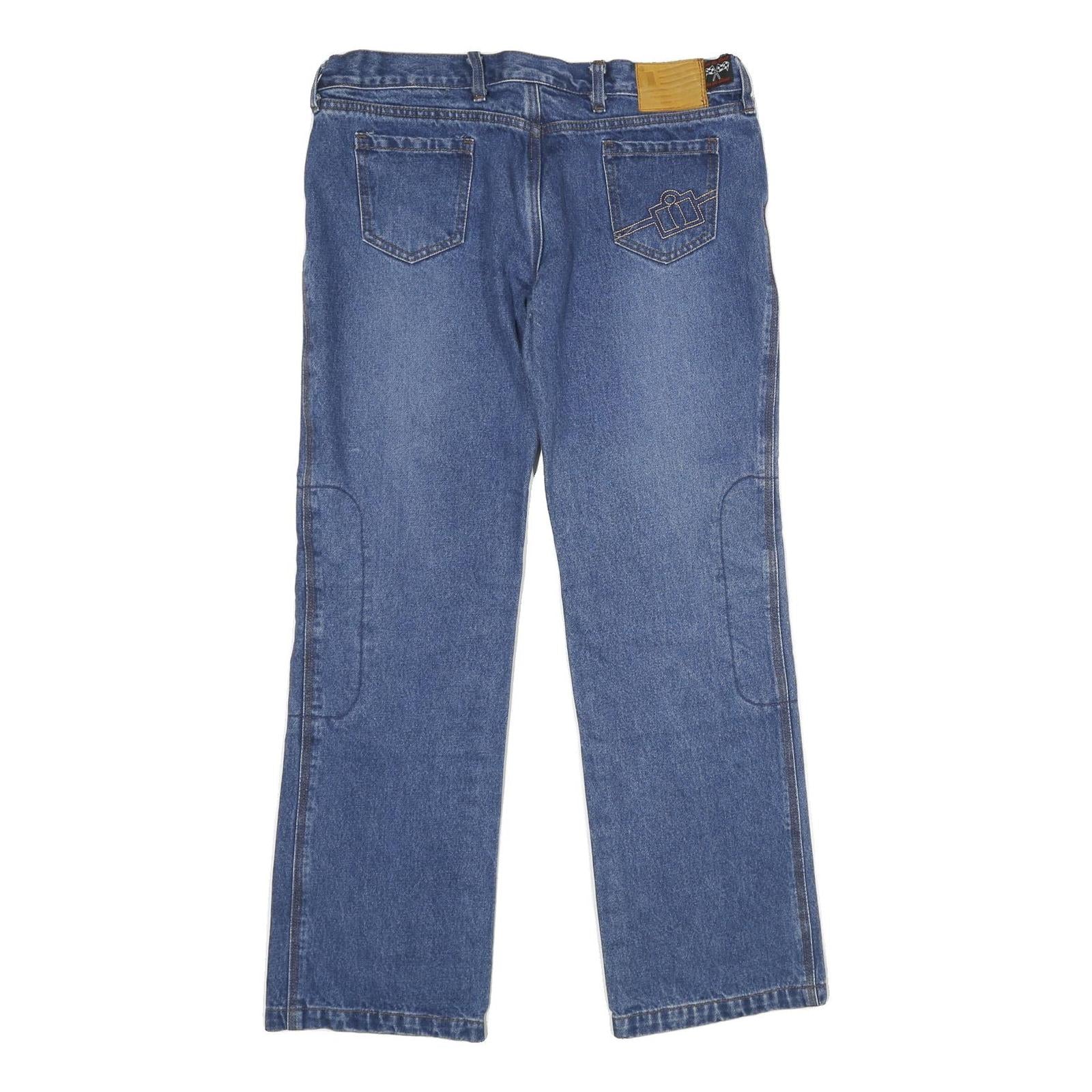 IICON Womens Jeans Blue Regular Straight Denim Medium W36 L32 Stylish Label