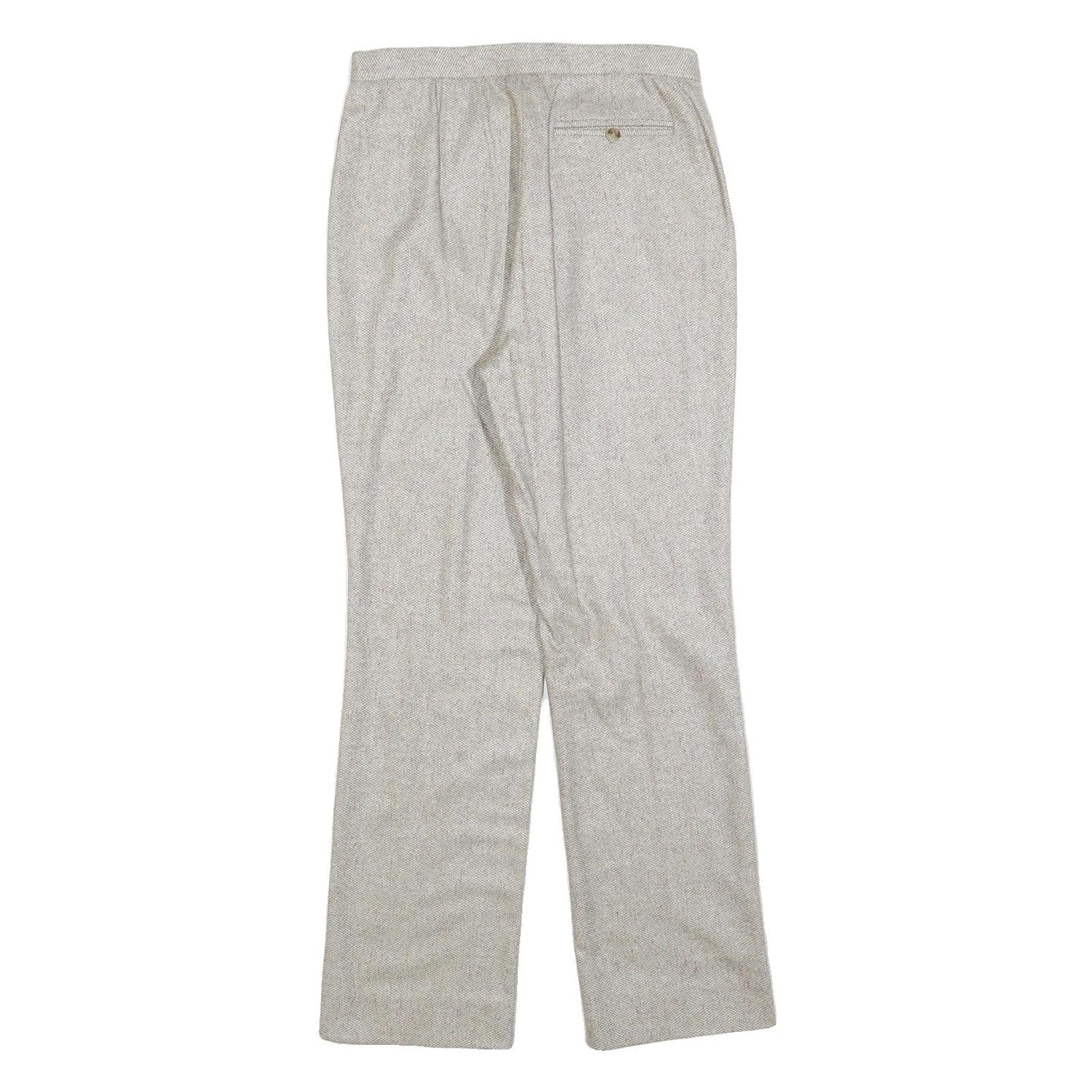 Womens Light Grey Regular Fit Straight Trousers W28 L28 Tailored Classic Zip