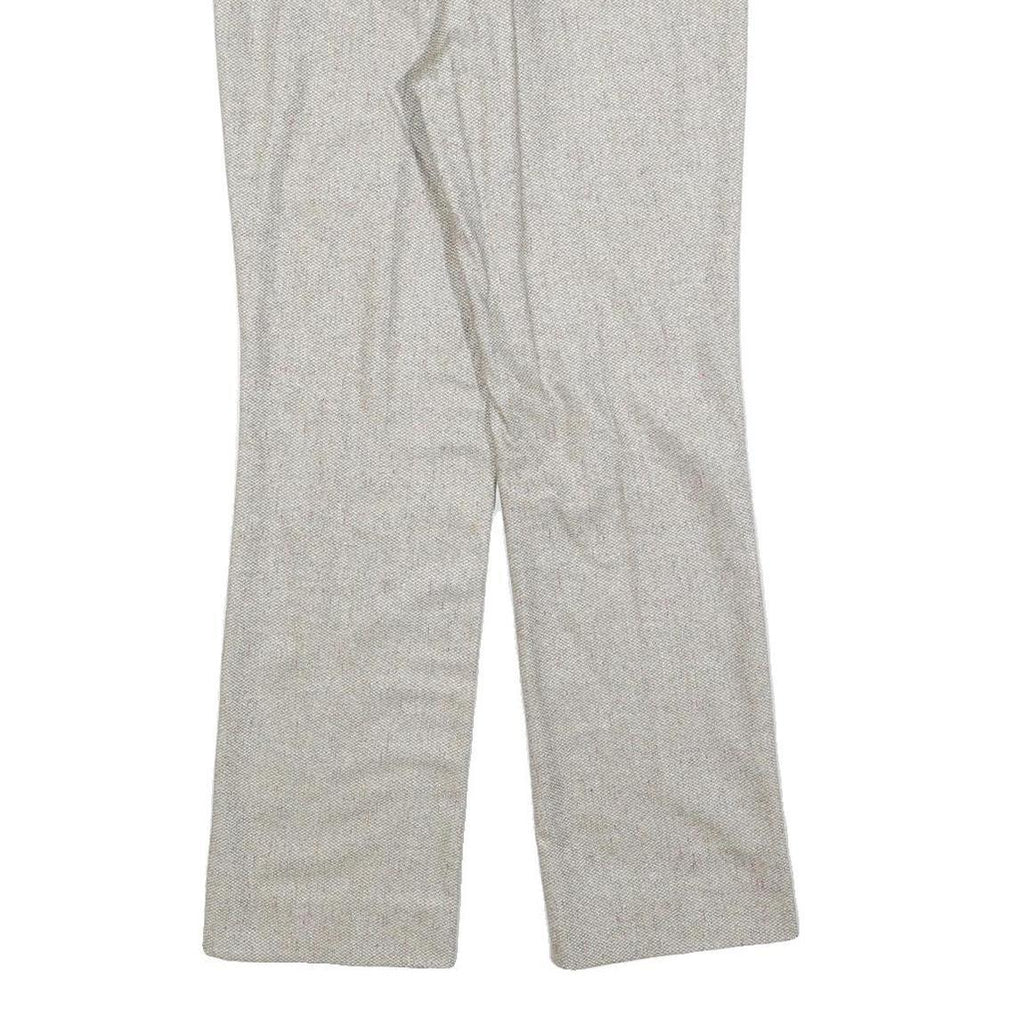 Womens Light Grey Regular Fit Straight Trousers W28 L28 Tailored Classic Zip