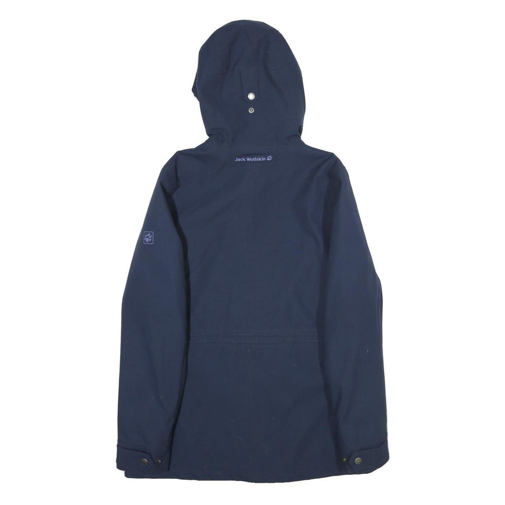 JACK WOLFSKIN Womens Navy Blue Outdoor Jacket UK 6 Polyester Zip Hooded Plain