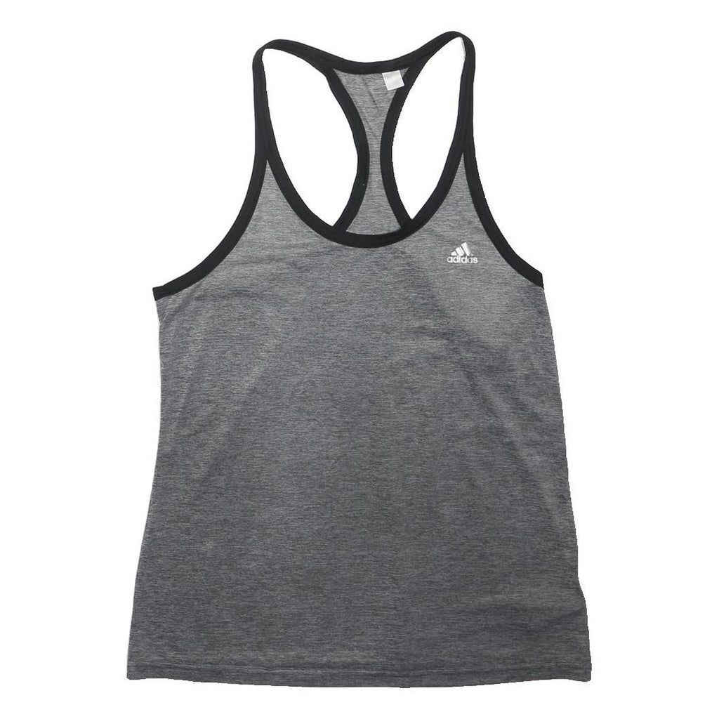 ADIDAS Womens Grey & Black Sports Vest Sleeveless M Climalite Active Gym