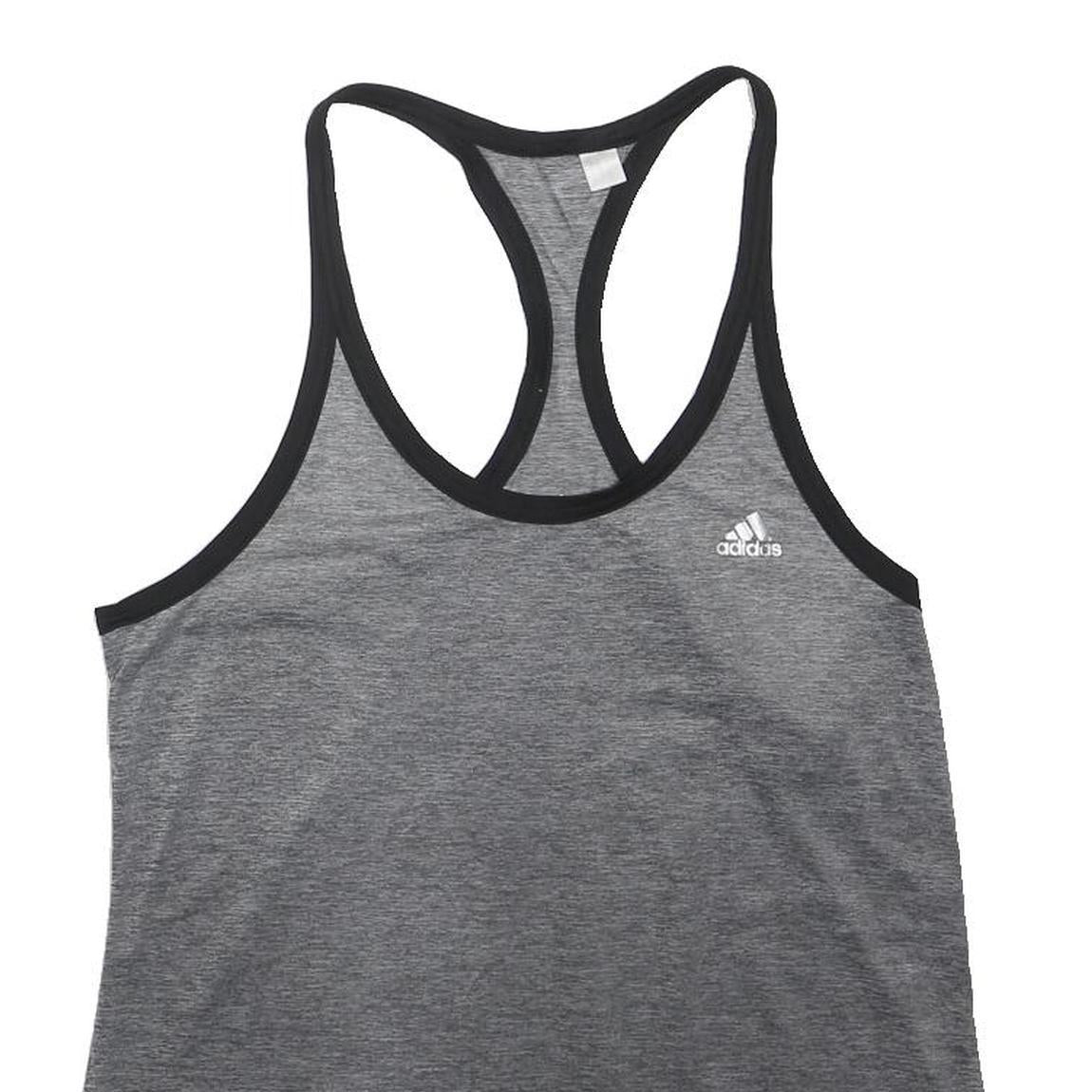 ADIDAS Womens Grey & Black Sports Vest Sleeveless M Climalite Active Gym