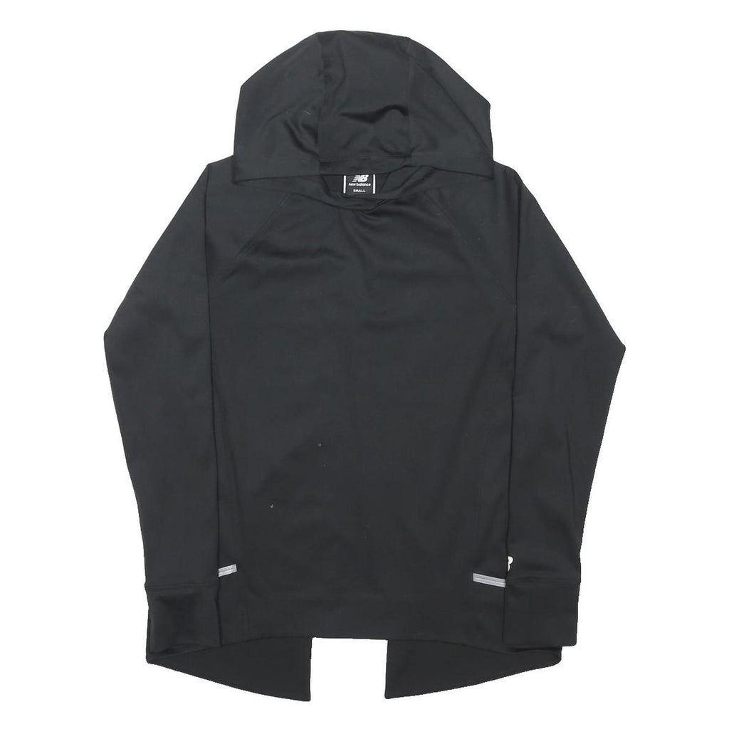 NEW BALANCE Womens Black Hoodie S Reflective Detail Pullover Lightweight