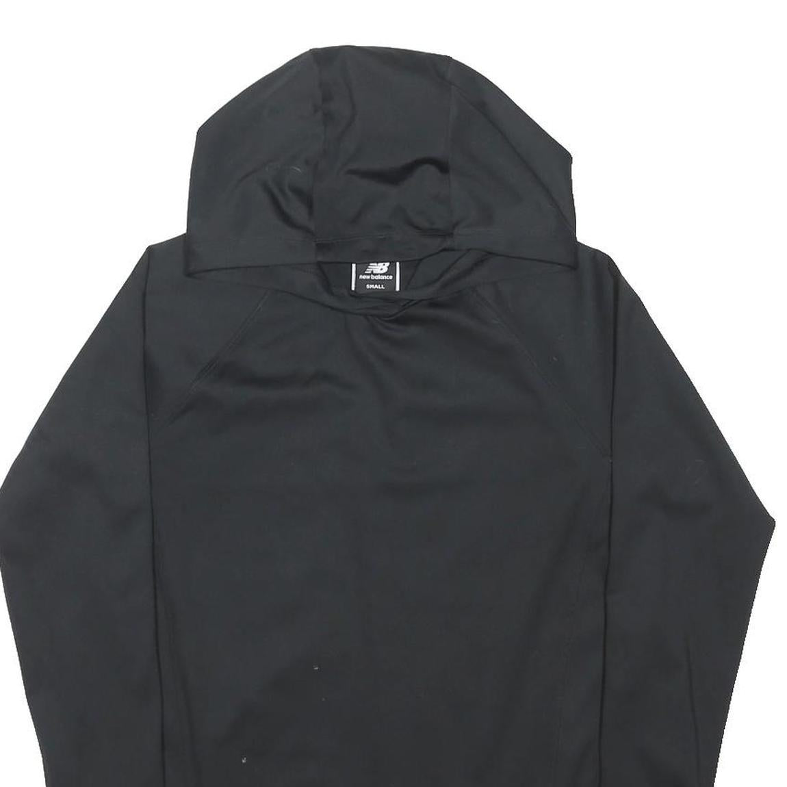 NEW BALANCE Womens Black Hoodie S Reflective Detail Pullover Lightweight