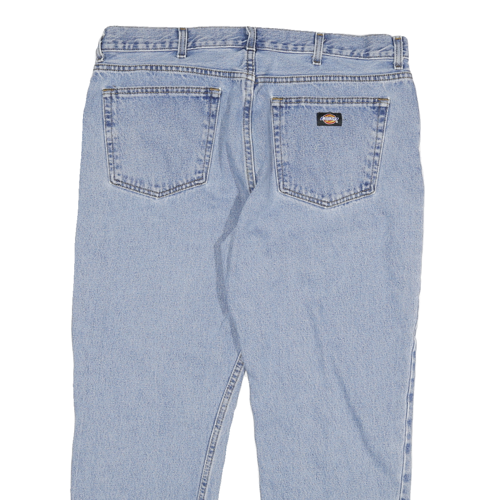 DICKIES Mens Regular Fit Blue Denim Jeans Cotton Blend Zip W36 L27 Classic