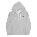 COMME DES GARCONS PLAY Mens Grey ¼ Zip Hoodie XL Cotton Heart Logo Sweater