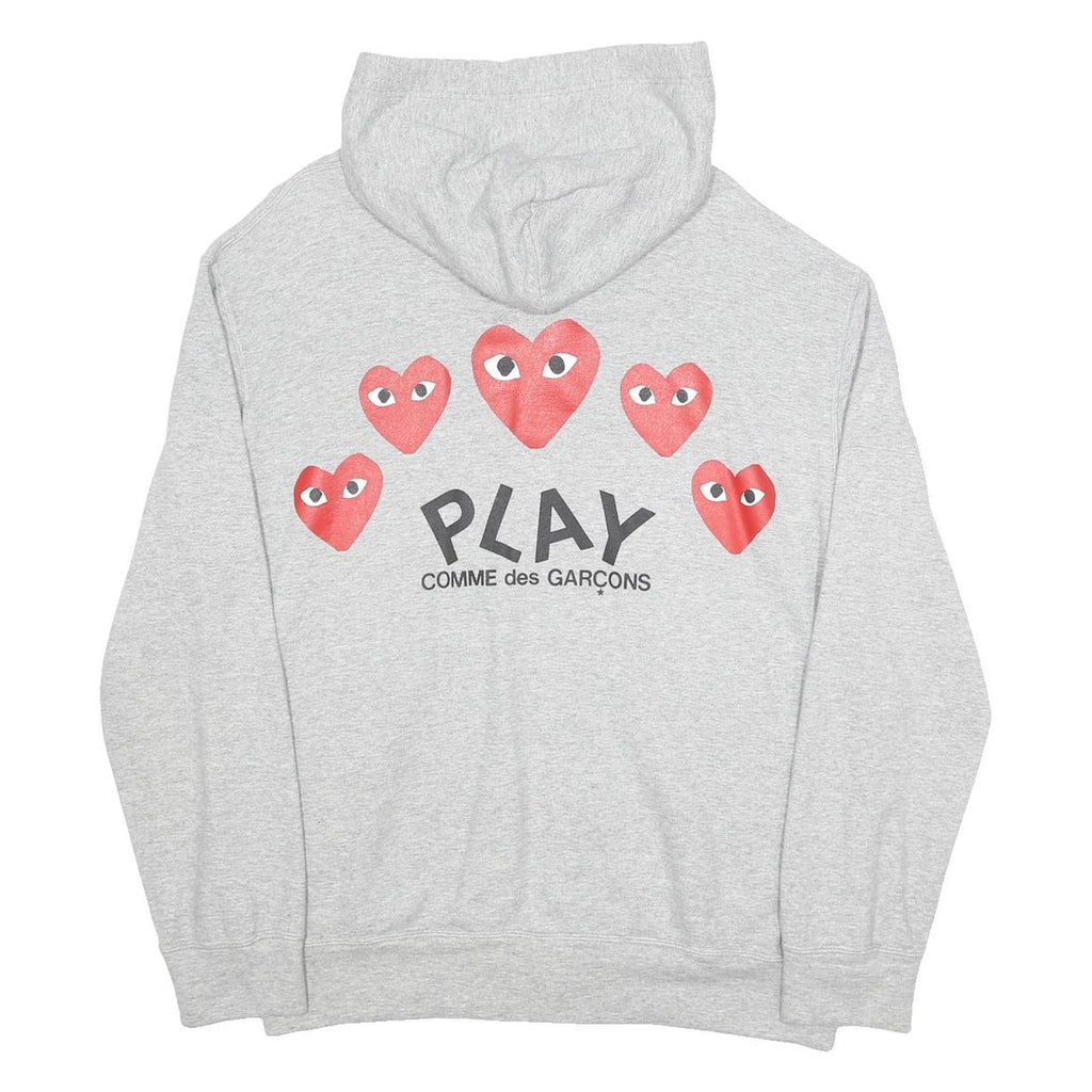 COMME DES GARCONS PLAY Mens Grey ¼ Zip Hoodie XL Cotton Heart Logo Sweater