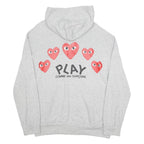 COMME DES GARCONS PLAY Mens Grey ¼ Zip Hoodie XL Cotton Heart Logo Sweater