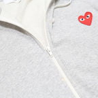 COMME DES GARCONS PLAY Mens Grey ¼ Zip Hoodie XL Cotton Heart Logo Sweater