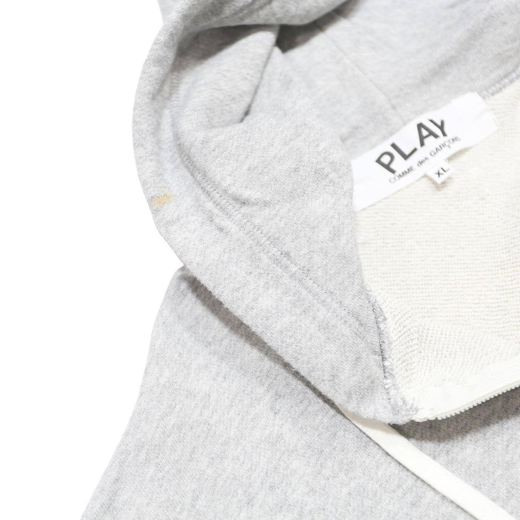 COMME DES GARCONS PLAY Mens Grey ¼ Zip Hoodie XL Cotton Heart Logo Sweater