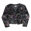 SERGIO DI LAUTRENTI Womens Black Velvet Button Jacket M Floral Pattern Cropped
