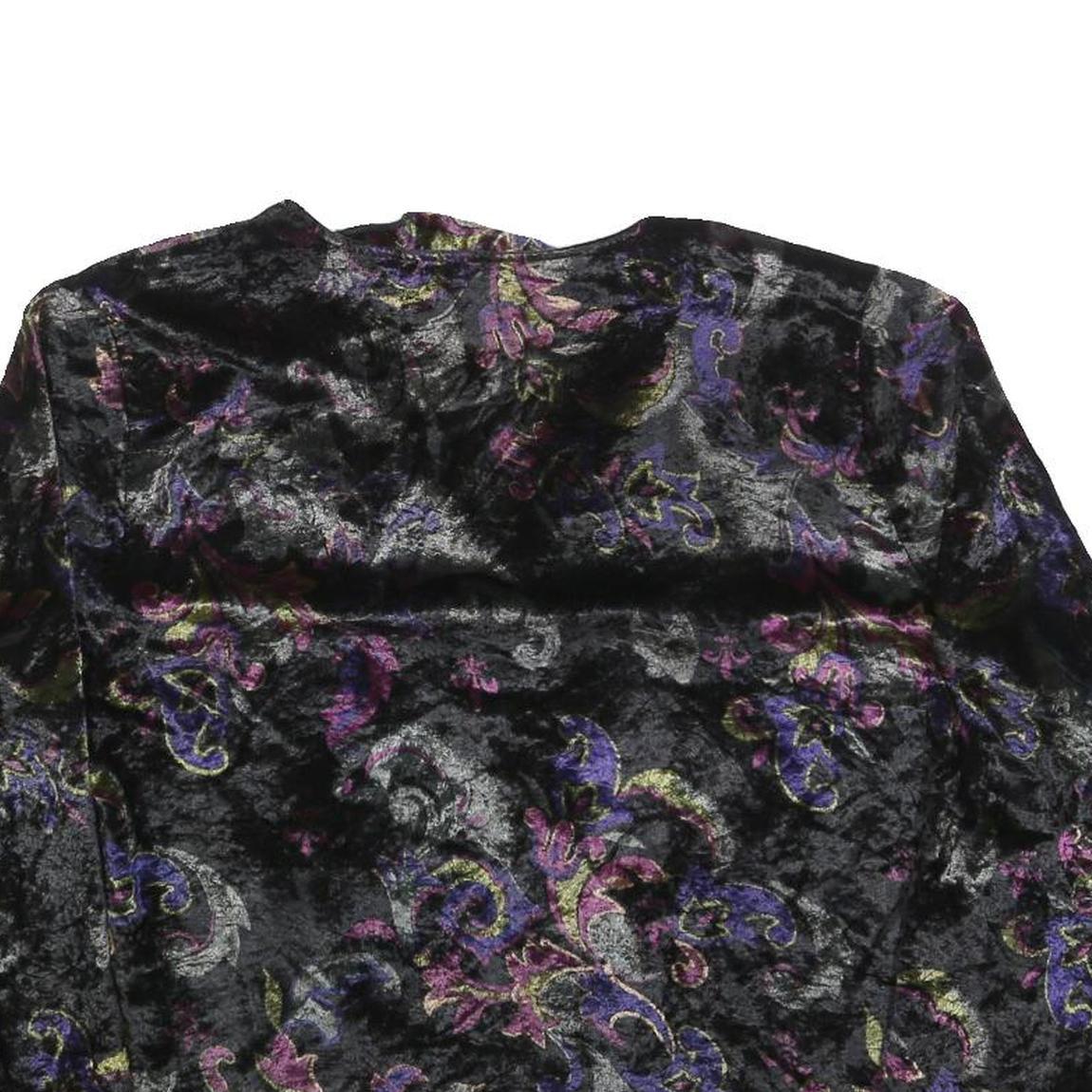 SERGIO DI LAUTRENTI Womens Black Velvet Button Jacket M Floral Pattern Cropped