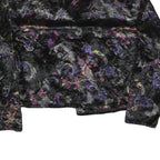 SERGIO DI LAUTRENTI Womens Black Velvet Button Jacket M Floral Pattern Cropped