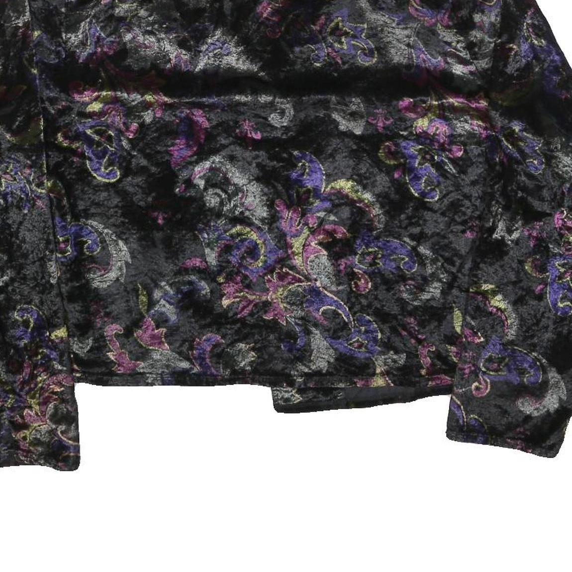 SERGIO DI LAUTRENTI Womens Black Velvet Button Jacket M Floral Pattern Cropped