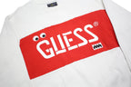 GUESS Mens White & Red Logo Crew Neck S Cotton Blend Sweatshirt Pullover