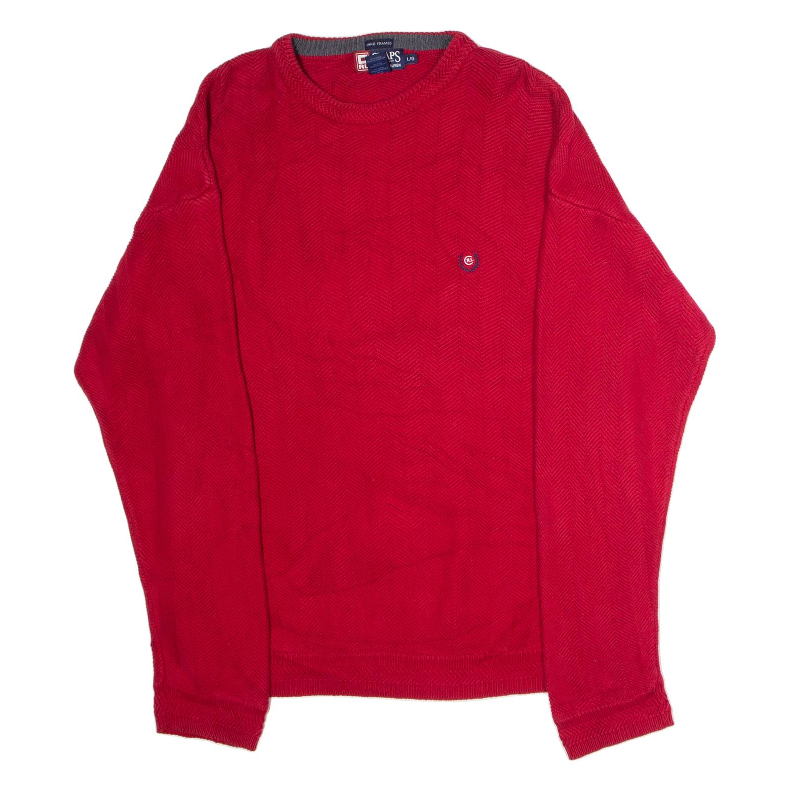 CHAPS RALPH LAUREN Mens Jumper Red Crew Neck Chunky Knit L