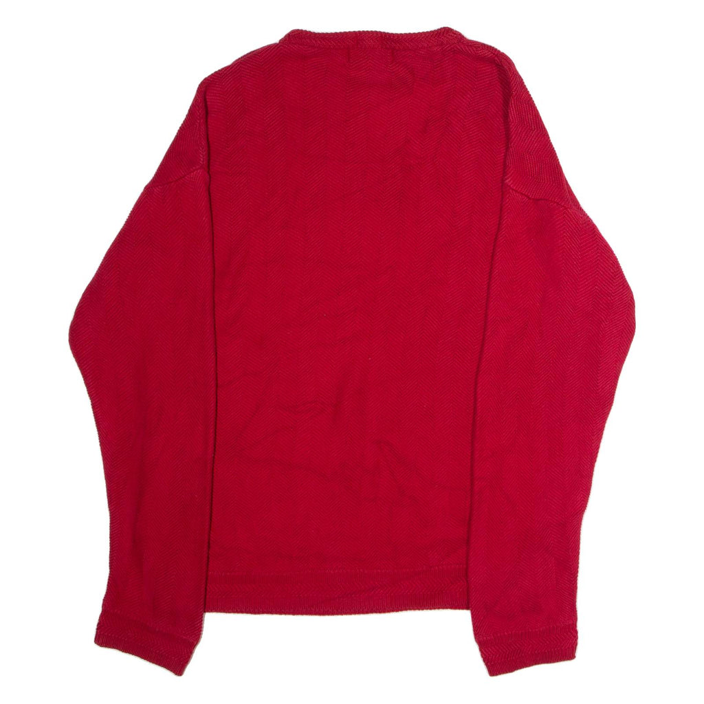 CHAPS RALPH LAUREN Mens Jumper Red Crew Neck Chunky Knit L