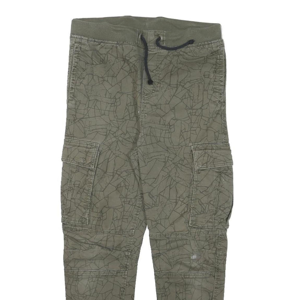 H&M Womens Cotton Blend Green Relaxed Cargo Trousers W28 L25 Drawstring