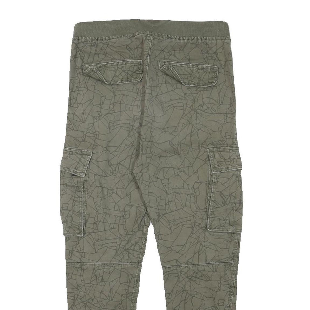 H&M Womens Cotton Blend Green Relaxed Cargo Trousers W28 L25 Drawstring