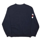 NAUTICA Mens Navy & Grey White Cotton Crew Neck Sweatshirt L Casual Style