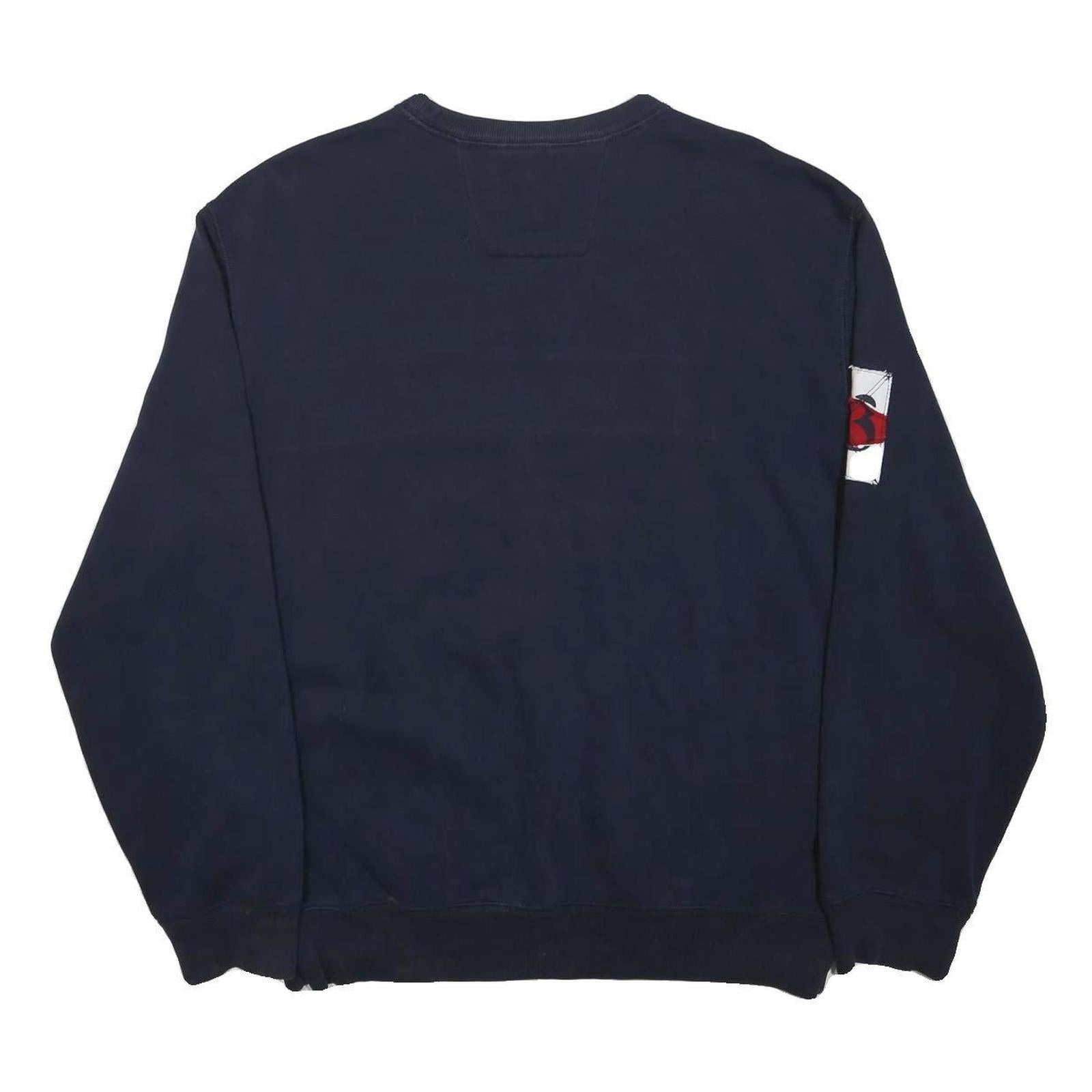 NAUTICA Mens Navy & Grey White Cotton Crew Neck Sweatshirt L Casual Style