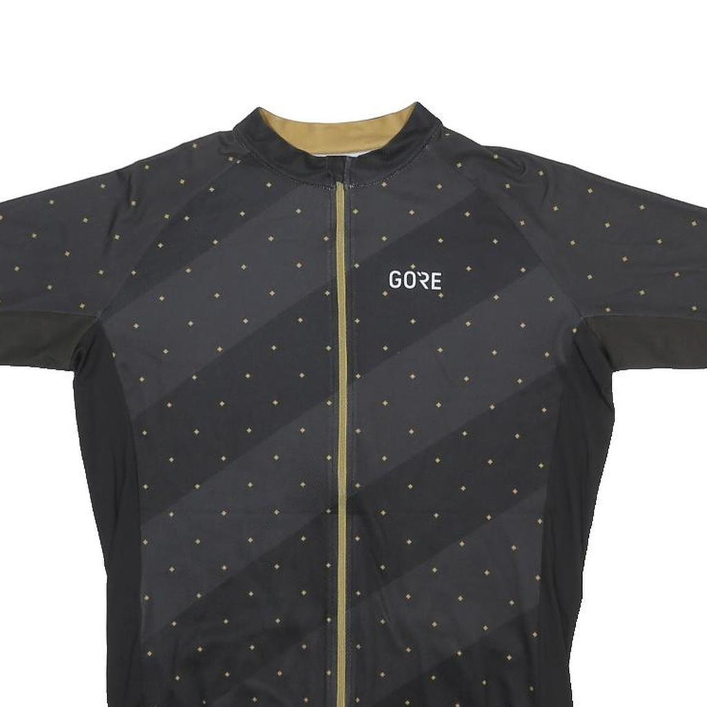 GORE Mens Black & Gold Cycling T-Shirt L Short Sleeve Zip Up Breathable