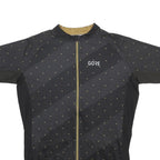 GORE Mens Black & Gold Cycling T-Shirt L Short Sleeve Zip Up Breathable