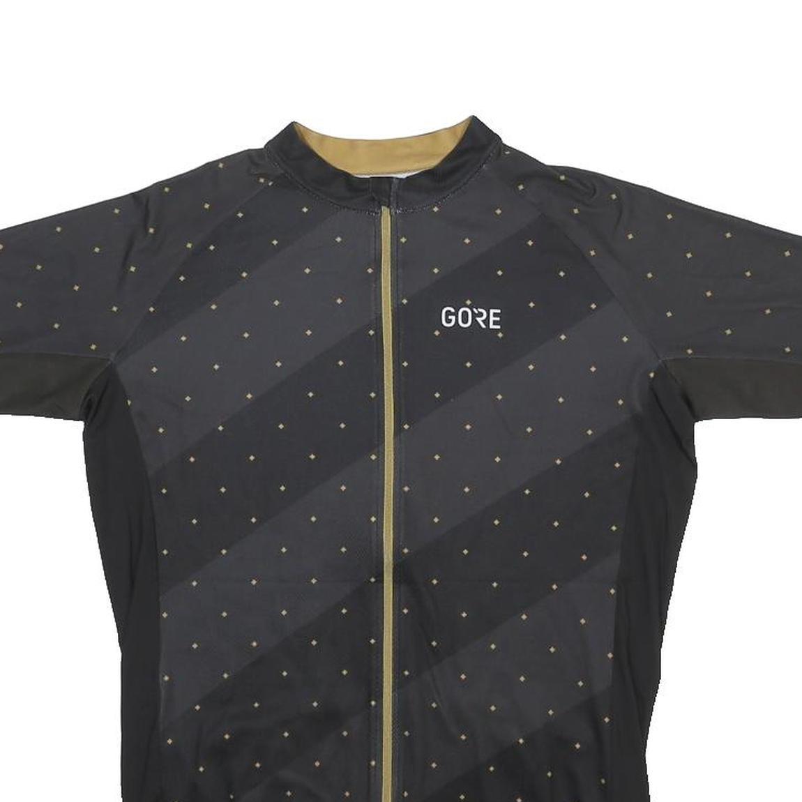 GORE Mens Black & Gold Cycling T-Shirt L Short Sleeve Zip Up Breathable