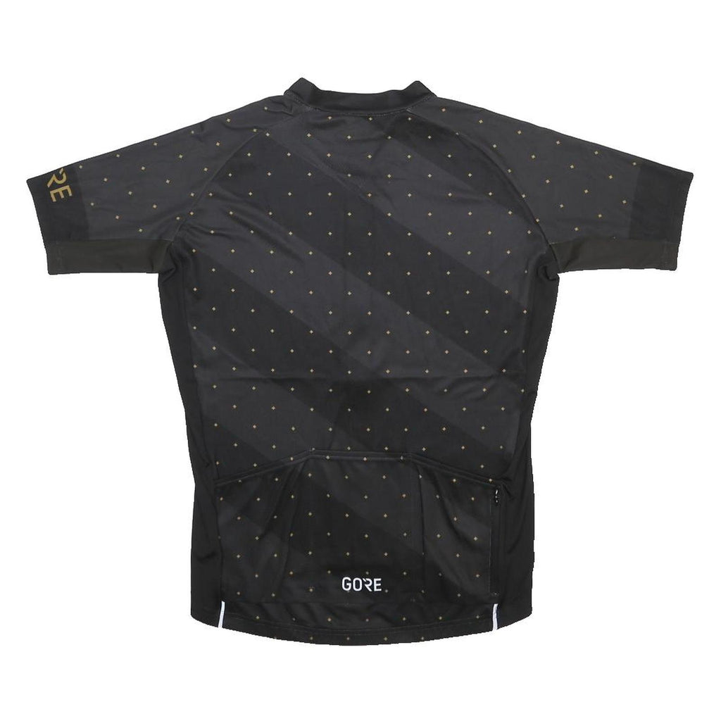 GORE Mens Black & Gold Cycling T-Shirt L Short Sleeve Zip Up Breathable