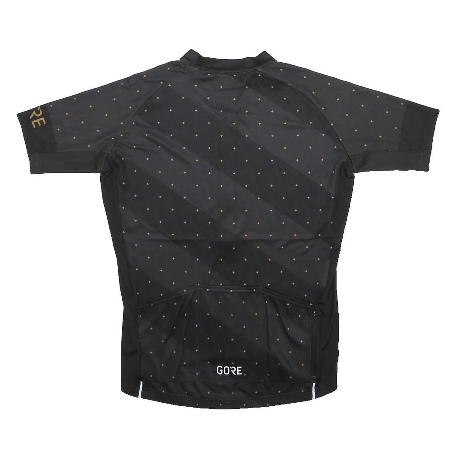 GORE Mens Black & Gold Cycling T-Shirt L Short Sleeve Zip Up Breathable