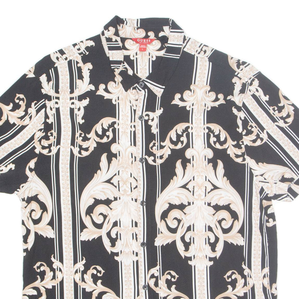 GUESS Mens Shirt Black Crazy Pattern L