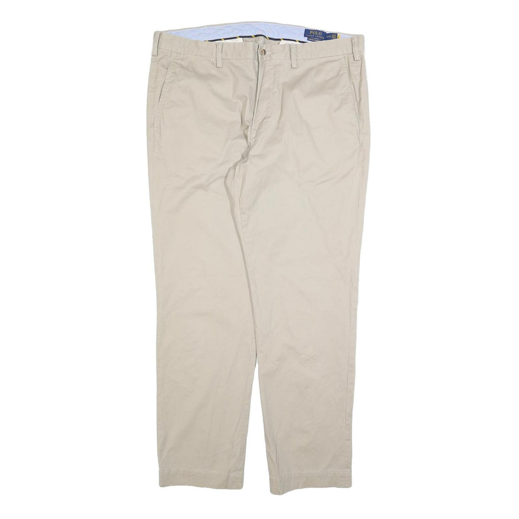 POLO RALPH LAUREN Mens Regular Fit Beige Cotton Blend Zip Trousers W38 L32